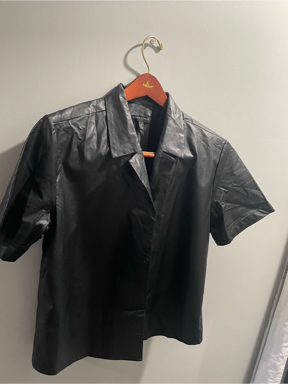 Banana Republic Black Faux Leather Jacket - Classic Collar